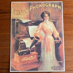 “The Edison Phonograph” Tin Sign Reproduction 12”x16”